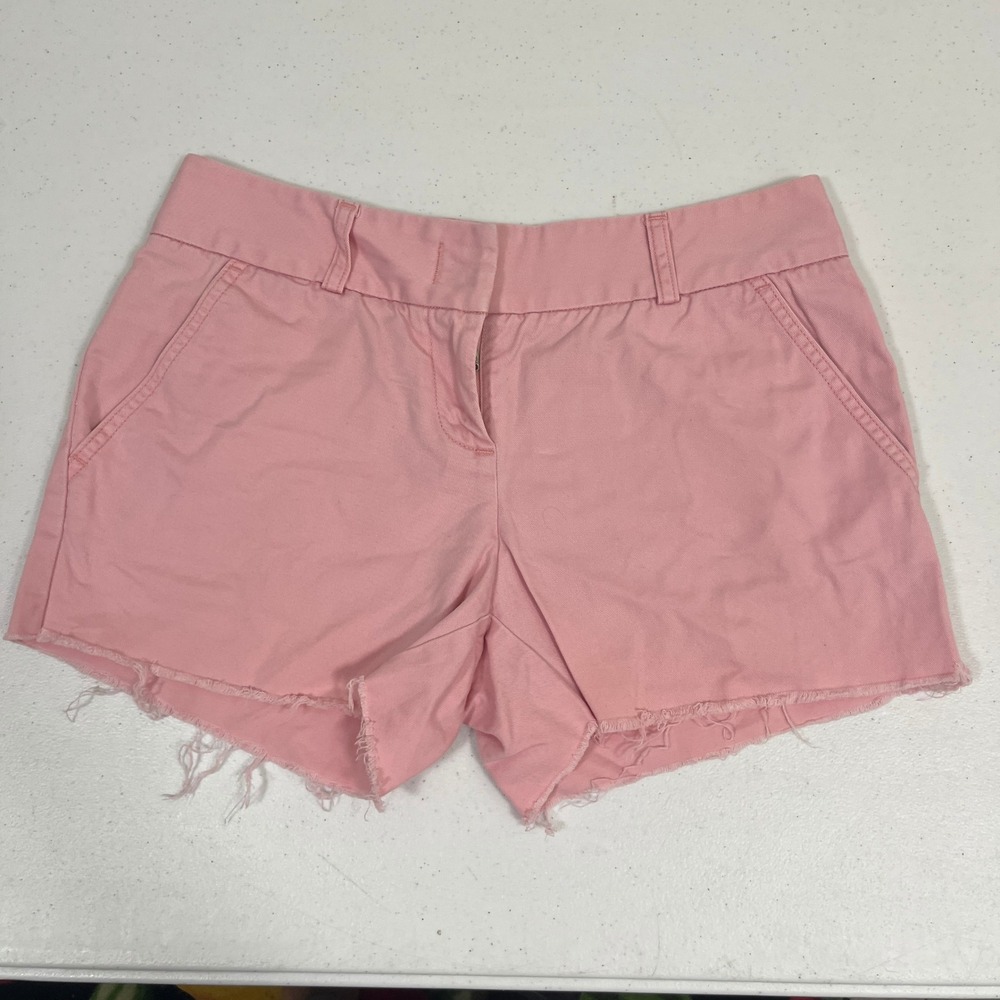 J.Crew Pink City Fit‎ Chino Shorts Womens Size 6 Raw Hem Cotton Twill Casual
